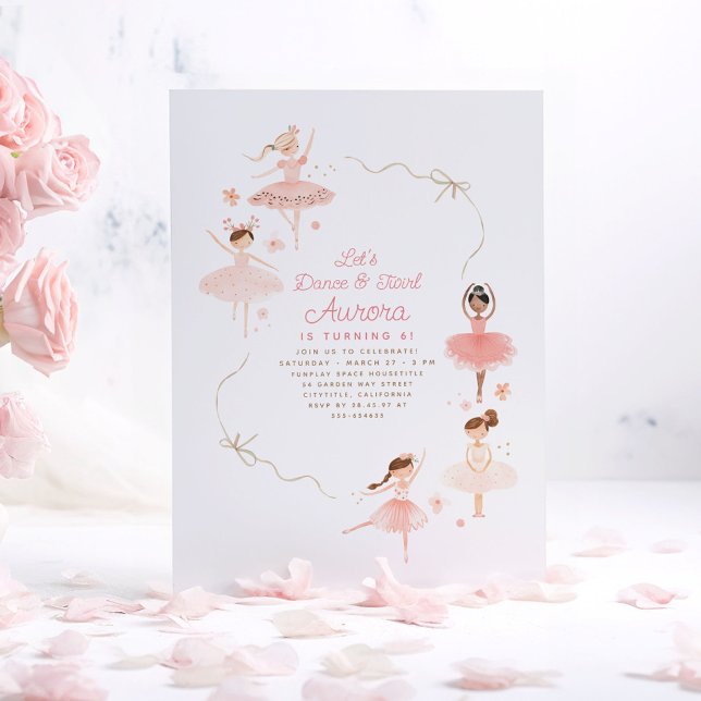 Kleine Hübsche Ballerinas Ballett Geburtstagsparty Einladung (Cute Little Ballerinas Birthday Invitations)