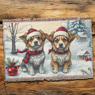 Kleine Hunde in Preppy Winter Attraktion und Hat W Decke