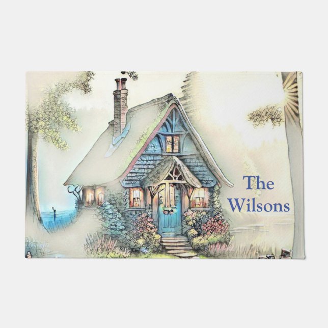 Kleine Hütte im Wald - bezaubernde Flucht Fußmatte (Vorderseite)