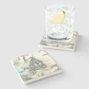 Kleine Hütte im Wald - bezaubernde Flucht Steinuntersetzer