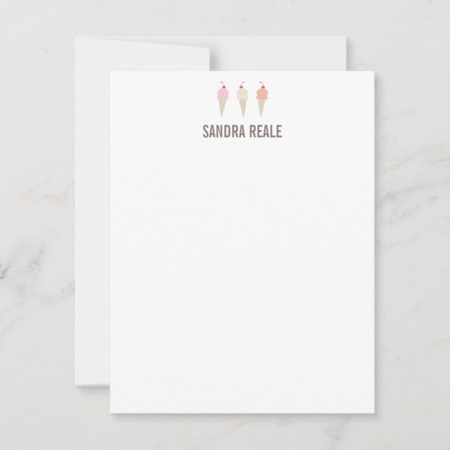 Kleine Ice Cream Cone Trio Personal Note Card Einladung (Vorderseite)