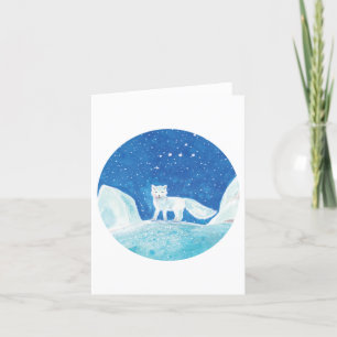 Kleine Illustration eines Polarfuchses (Vulpes lag Feiertagskarte