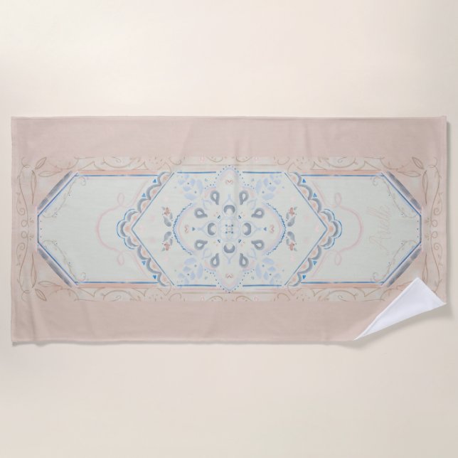 kleine,INDIVUELLER NAME Zarte Meeresmuschel Strandtuch (Vorderseite)