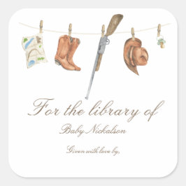 Kleine Jäger-Baby-Party - für die Bibliothek von Quadratischer Aufkleber