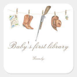 Kleine Jäger-Babyparty - Bibliothek des Babys Quadratischer Aufkleber