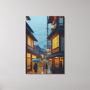 Kleine japanische Regenstraße  Leinwanddruck