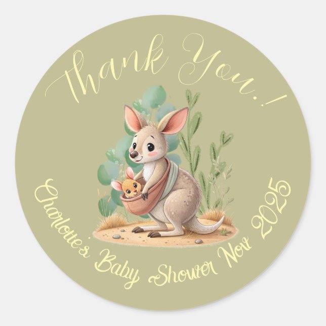 Kleine Joey Baby Shower Classic Round Sticker (Vorderseite)