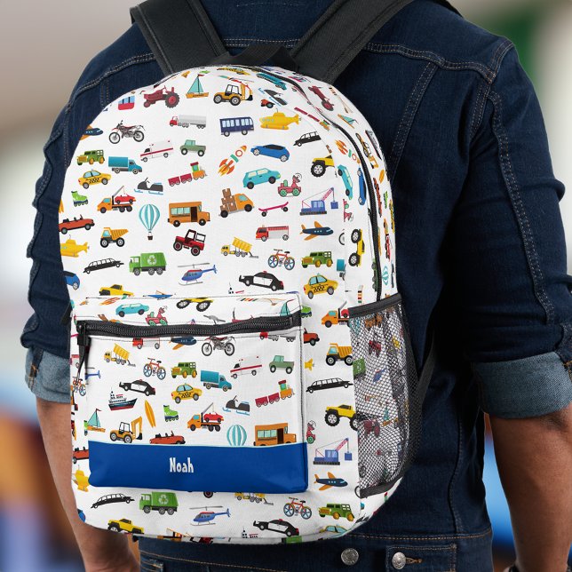 Kleine Junge Dinge, die Autos bewegen Kid Bedruckter Rucksack (Von Creator hochgeladen)