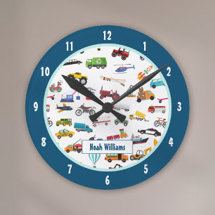 Kleine Junge Dinge, die Autos bewegen Kid Runde Wanduhr