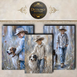 Kleine Jungen und treue Hunde Kollektion Geschenkpapier Set