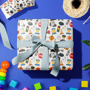 Kleine Jungs Polizeibeamte Pattern Kids Geschenkpapier
