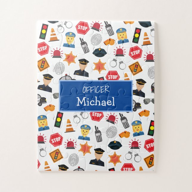 Kleine Jungs Polizeibeamte Pattern Kids Puzzle (Vertikal)