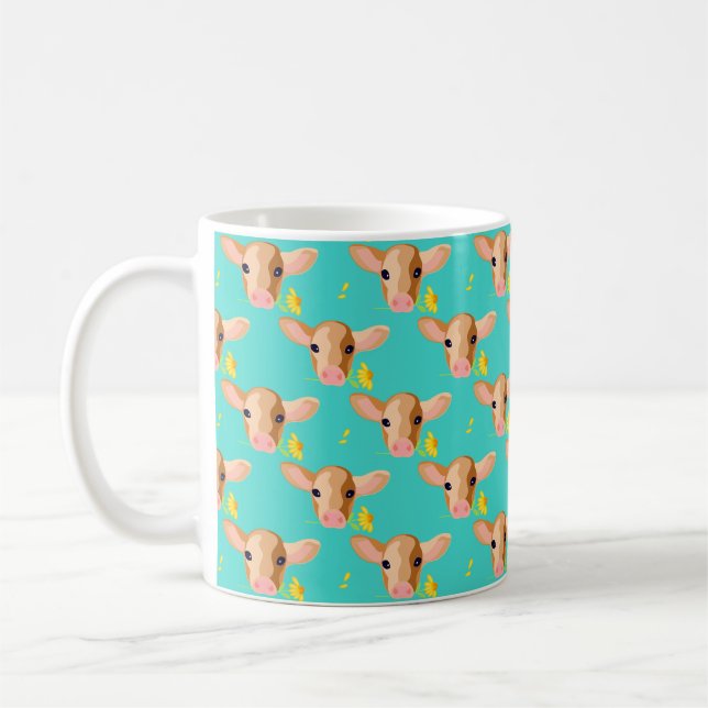 Kleine Kalb-Tasse mit Blume Kaffeetasse (Links)