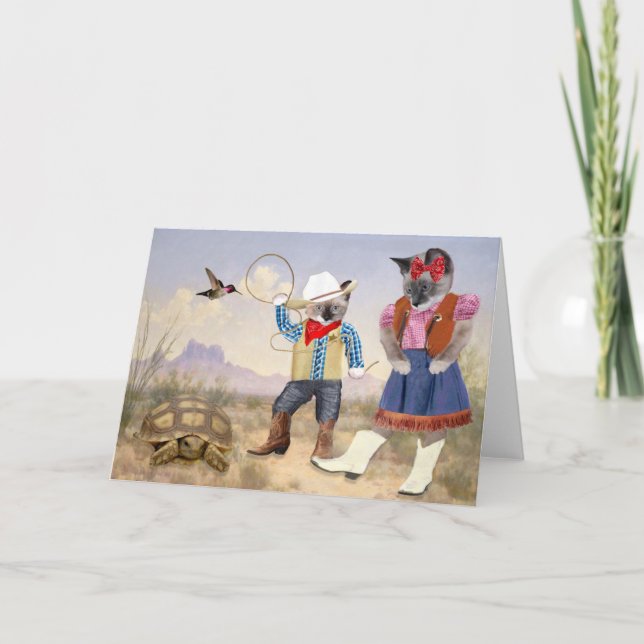 Kleine Kätzchen-Cowboy-Gruß-Karte Karte (Vorderseite)