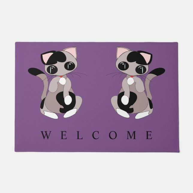 Kleine Katze Doormat Willkommen Fußmatte (Vorderseite)