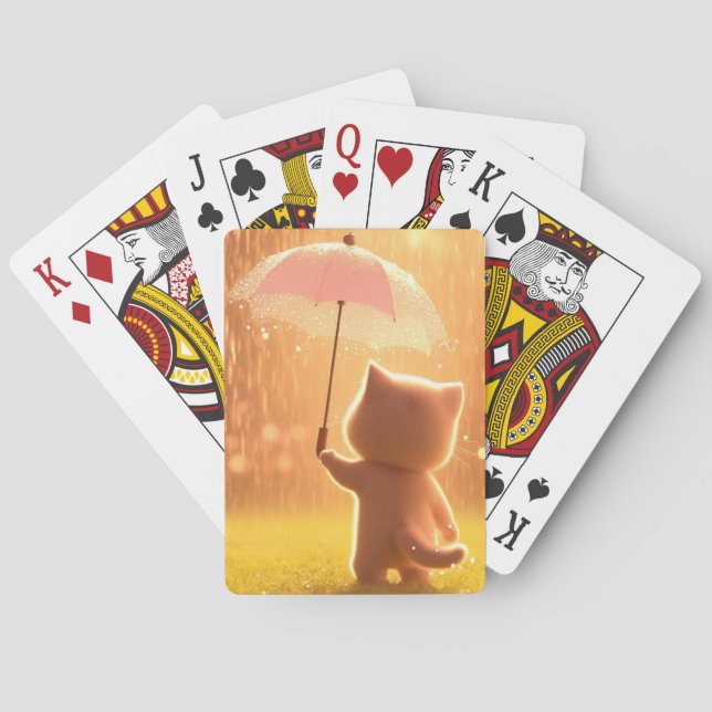 Kleine Katze im Regen Spielkarten (Rückseite)