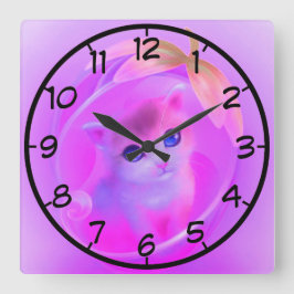 kleine Katze Quadratische Wanduhr