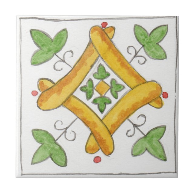 Kleine Keramik Kachel Sizilien inspiriert "Napola" (Vorderseite)