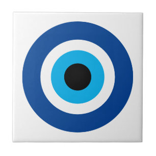 Kleine Keramik mit Evil Eye Blue Mati Icon Fliese