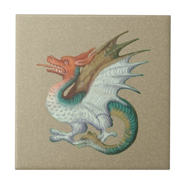 Kleine Keramik-Tile mit Red-Faced Dragon Fliese (Vorderseite)