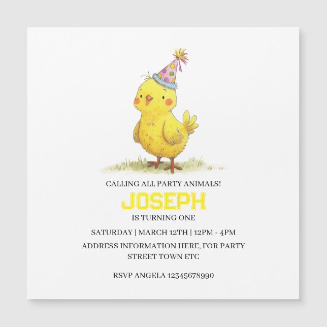 Kleine Kicherfarm Geburtstagshähnchen Magnetkarte (Vorderseite)