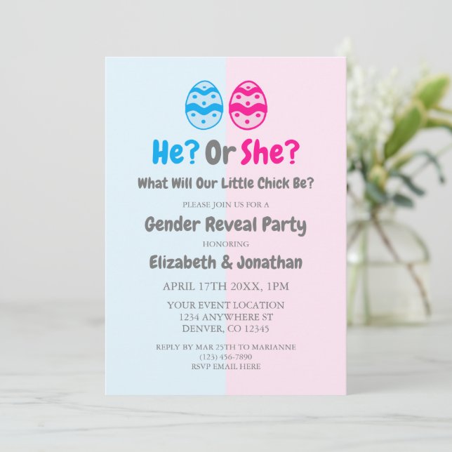 Kleine Kick Gender Reveal Einladung (Stehend Vorderseite)