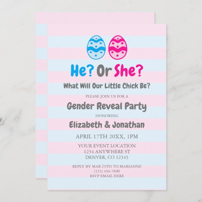Kleine Kick Gender Reveal Einladung (Vorne/Hinten)
