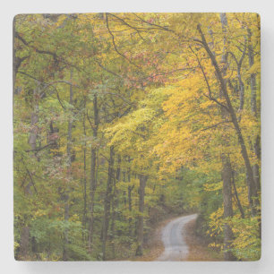 Kleine Kiesstraße gesäumt von Herbstfarben Steinuntersetzer