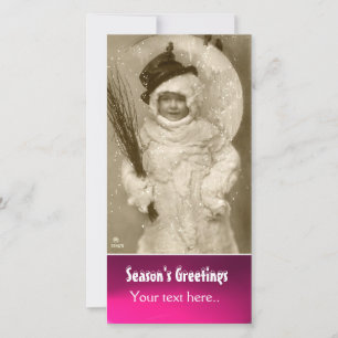 KLEINE KINDER IN SCHNEE-KOSTEN-FOTOVORLAGE FEIERTAGSKARTE