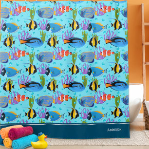 Kleine Kinder Ozean Fish Muster Badezimmer Duschvorhang