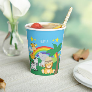 Kleine Kinder Safari Jungle Tiere und Vorname Pappbecher