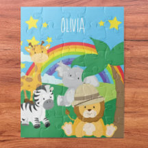 Kleine Kinder Safari Jungle Tiere und Vorname