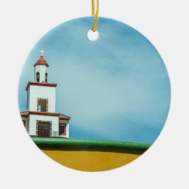 Kleine Kirchenansicht Weihnachtsbaumschmuck Keramik Ornament