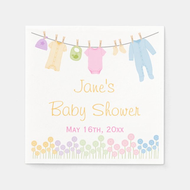 Kleine Kleidung Baby Dusche Napkins Serviette (Vorderseite)