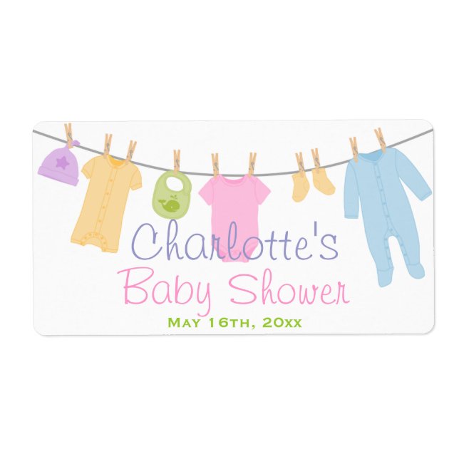Kleine Kleidung Baby Dusche Wasser Flaschen Labels (Vorne)