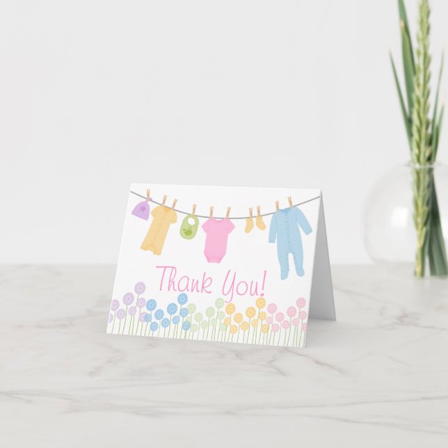 Kleine Kleidung Kinderdusche Danke Karten (Vorderseite)