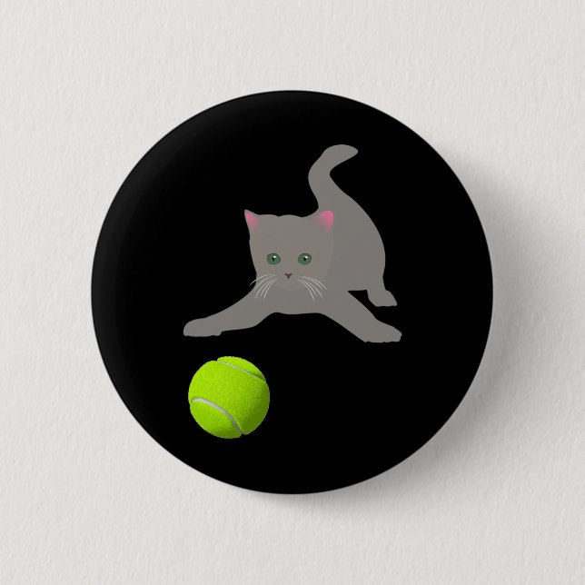 Kleine Kleinigkeit mit einer Tennisball Katze Button (Vorderseite)