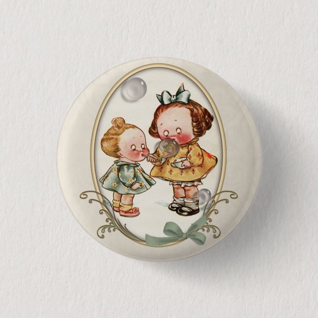 Kleine Kleinkind-Vintage Illustrations-Knöpfe Button (Vorderseite)