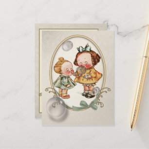 Kleine Kleinkinder Vintage-Illustration Postkarte