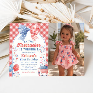 Kleine Knallerei 4. Juli 1. Geburtstagsfoto Einladung