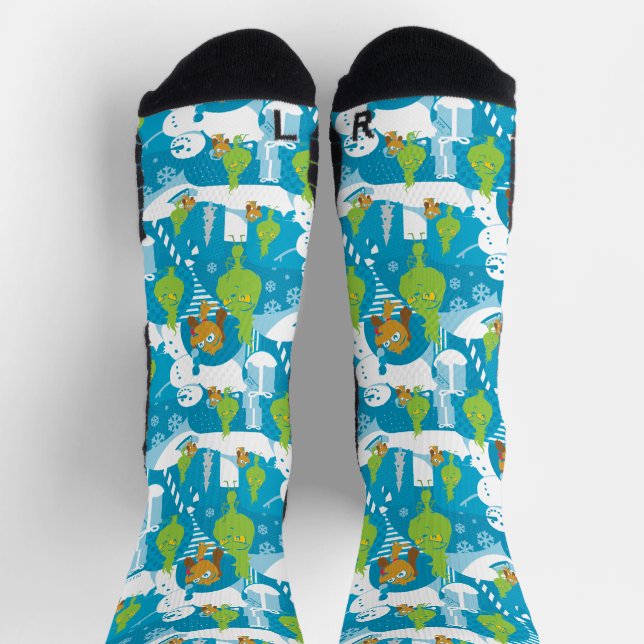 Kleine Kneipe | Merry Grinchmas Aquamarines Muster Socken (Oben)