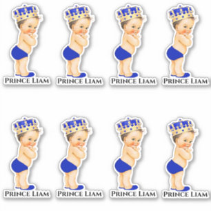 Kleine Königsblau-Goldkrone Prinz-Baby Aufkleber