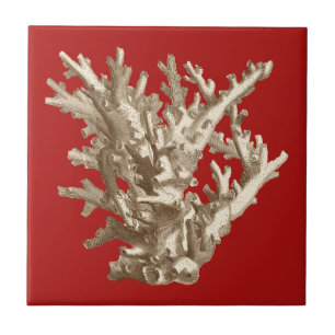 Kleine Koralle in Rot Fliese