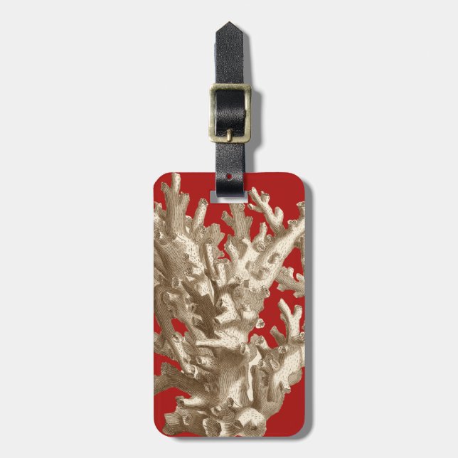Kleine Koralle in Rot Gepäckanhänger (Vorderseite vertikal)