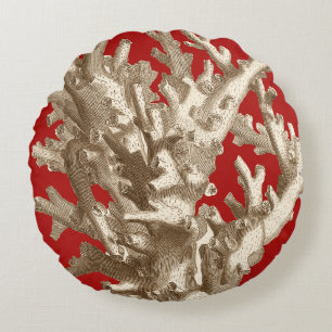 Kleine Koralle in Rot Rundes Kissen