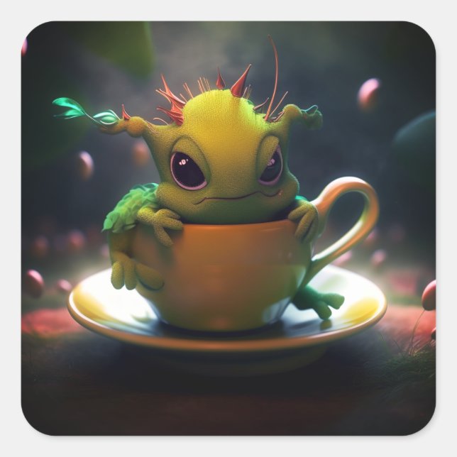 Kleine Kreatur Quadratischer Aufkleber (Vorderseite)