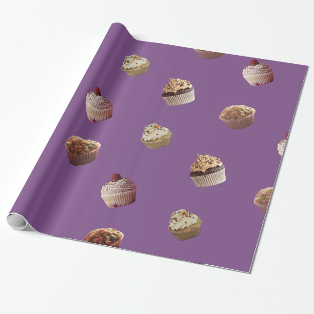 Kleine Kuchen, lila glattes Verpackungs-Papier Geschenkpapier (Ungerollt)