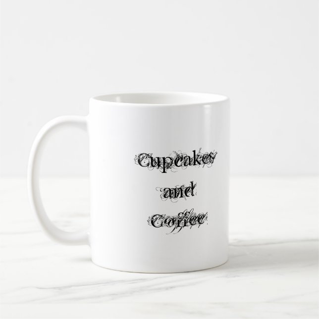 Kleine Kuchen und Kaffee Tasse (Links)