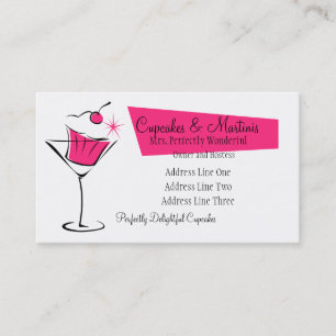 Kleine Kuchen und Martinis im Pink Visitenkarte