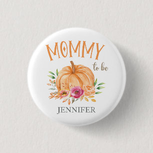 Kleine Kürbis-Aquarell-Baby-Shower-Mama-wird-es Button
